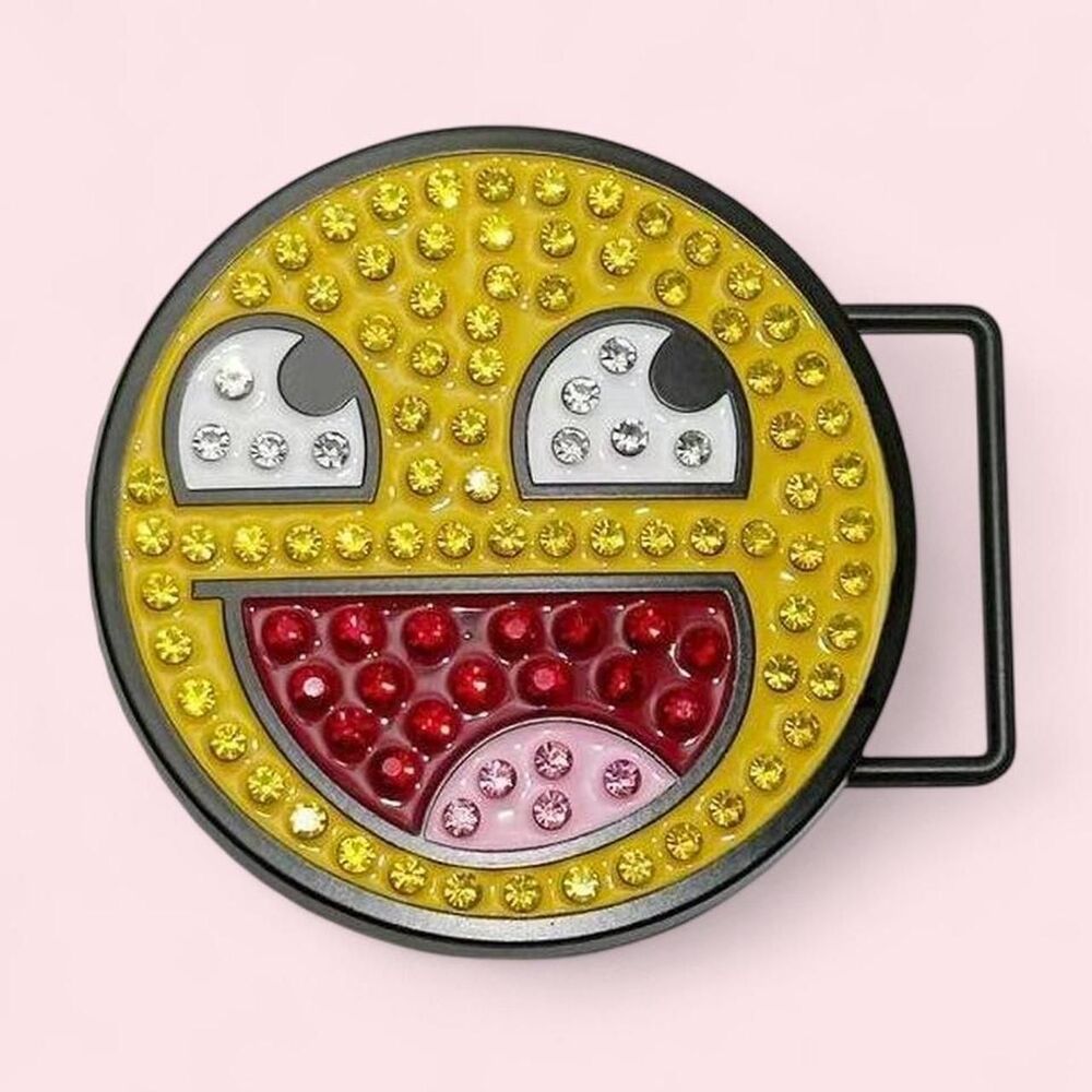 Epic Face Internet Meme Y2K Rhinestone Belt Buckle
